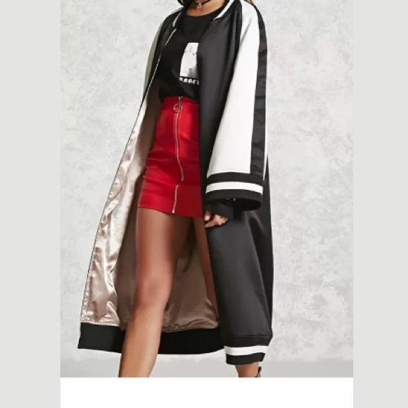 forever 21 satin longline bomber jacket - Picture 2 of 5